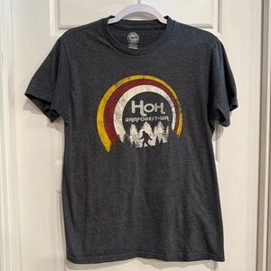 HOH Rainforest WA Graphic Tee in Charcoal with Red, Yellow, White Print